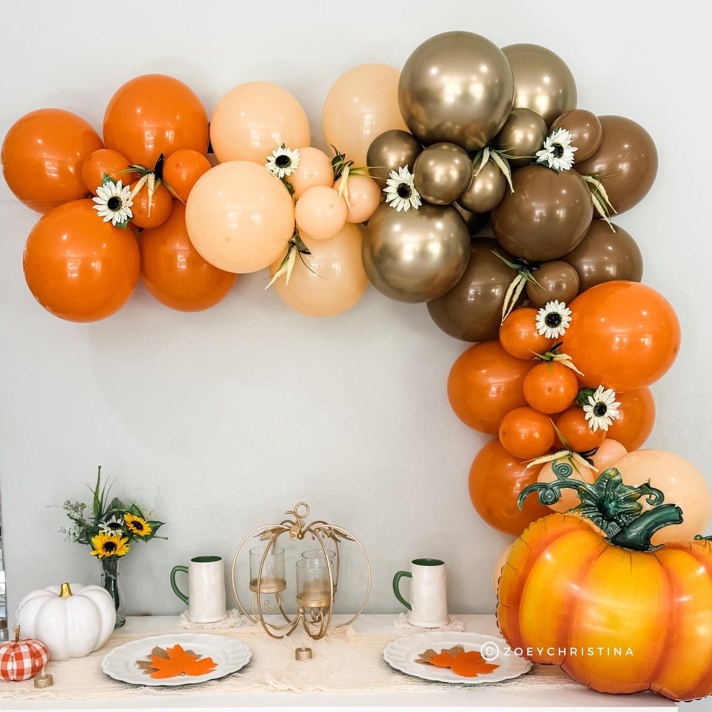 Pumpkin Spice Balloon Garland Kit – Fall-Themed Orange & Gold Party Decor