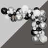 Classic Black & White Balloon Arch – Chic Silver Party Decoration Kit