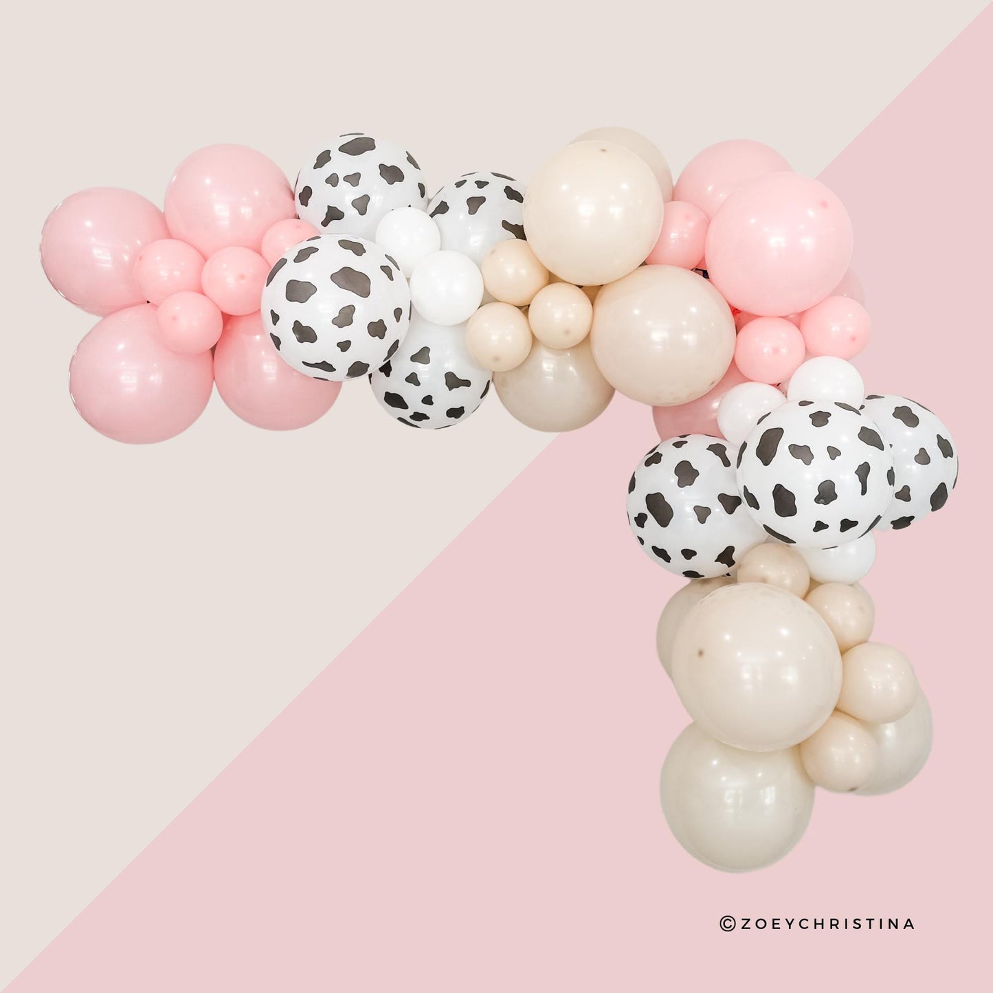 Little Cowgirl Balloon Garland – Pink, Sand & Cowprint Balloons for Western Parties