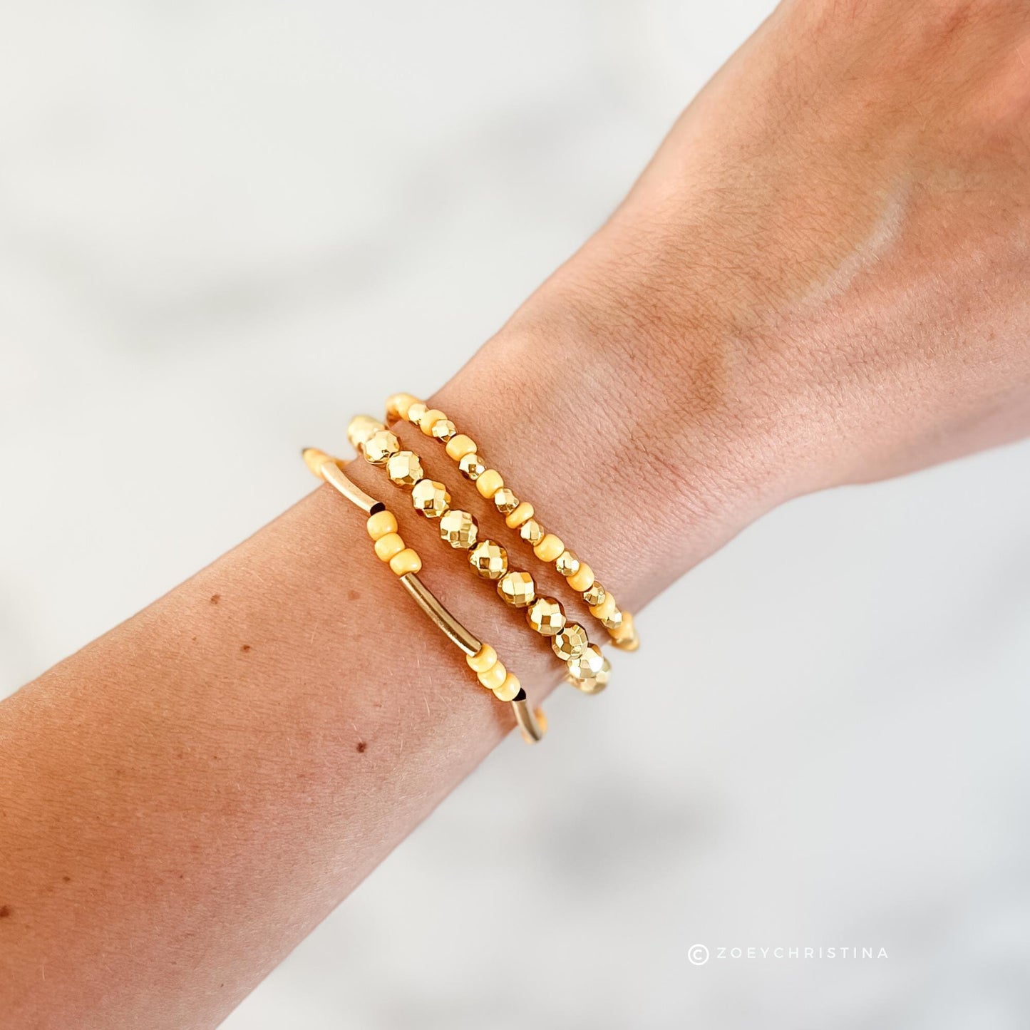 Orange and Gold Bracelet Stackable - Buildable Stacking Bracelet Unique Layered Look