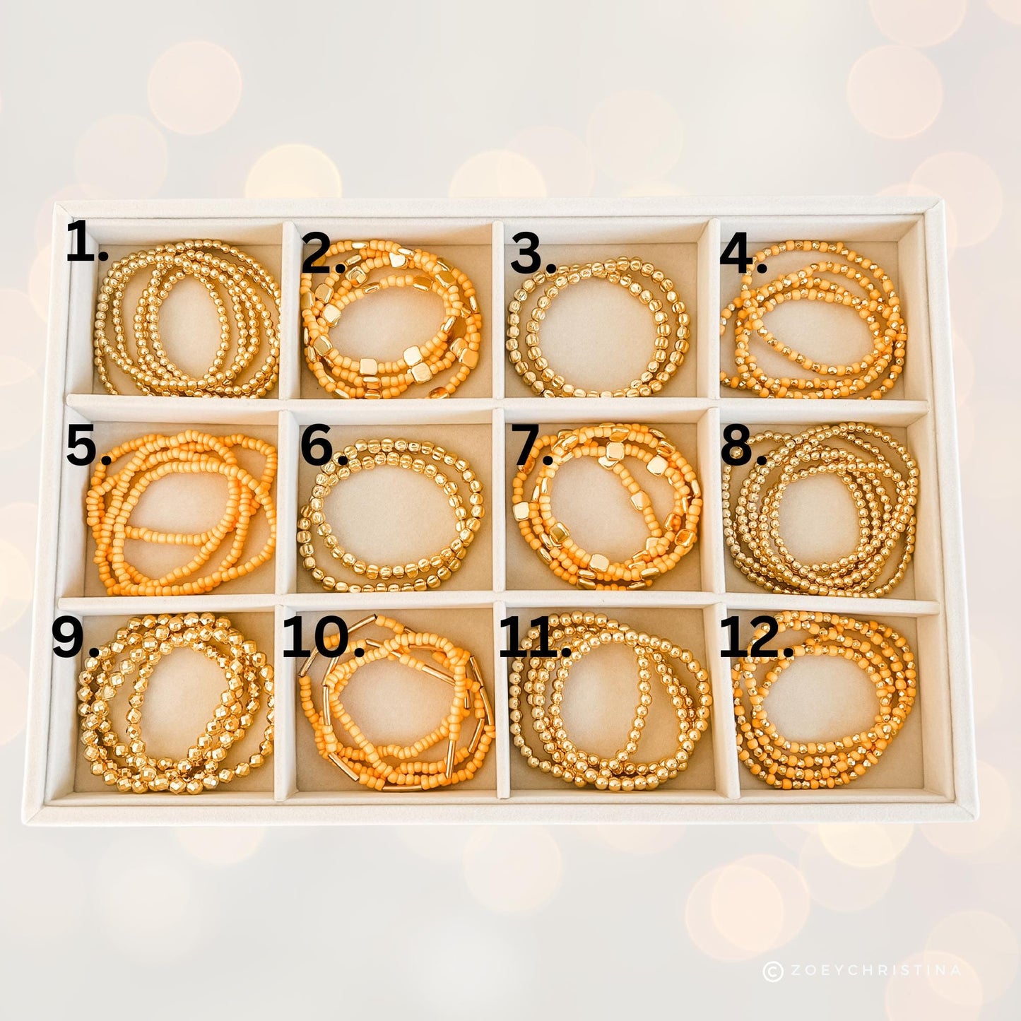 Orange and Gold Bracelet Stackable - Buildable Stacking Bracelet Unique Layered Look