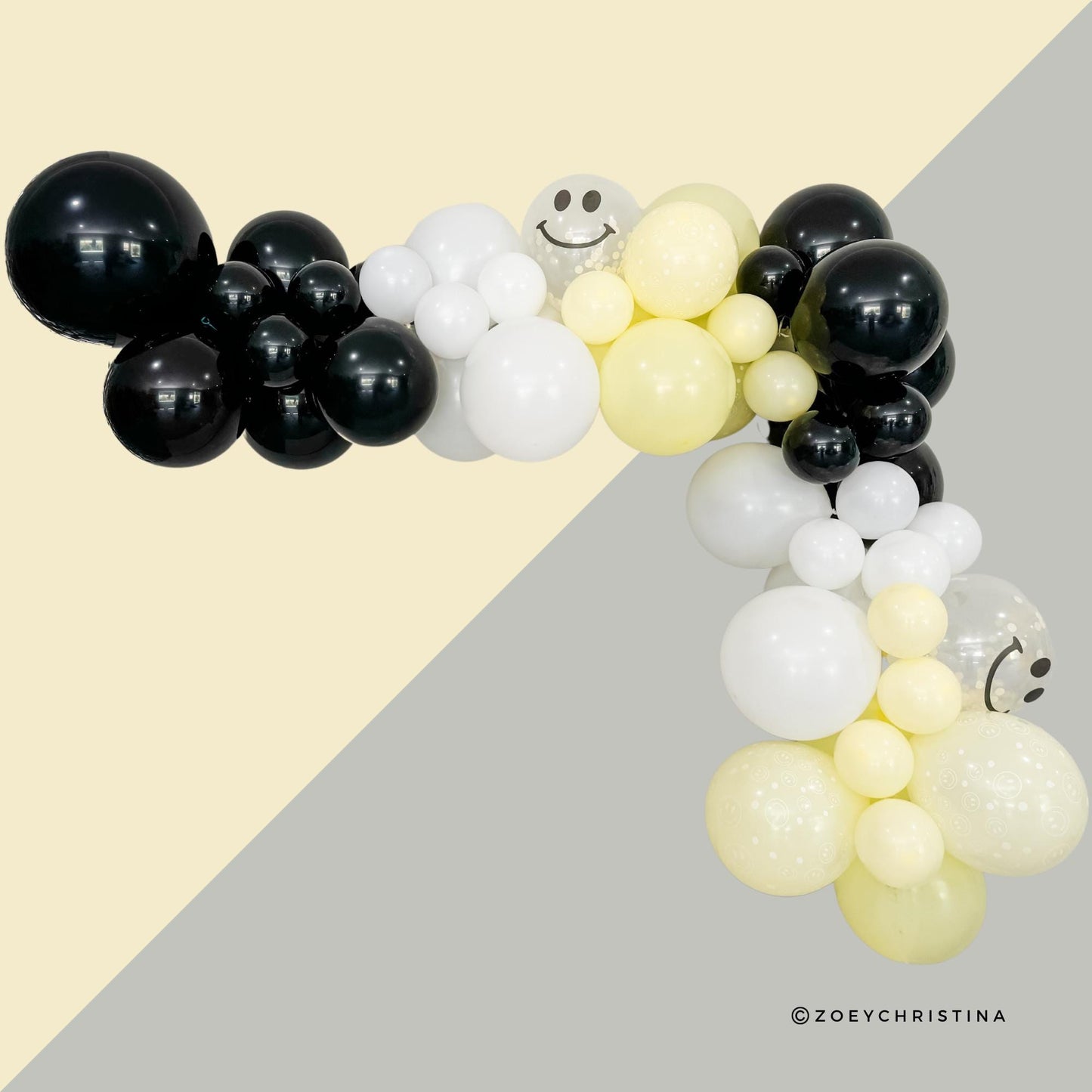 Happy Dude Smiley Balloon Garland – Yellow, White & Black Party Balloon Kit