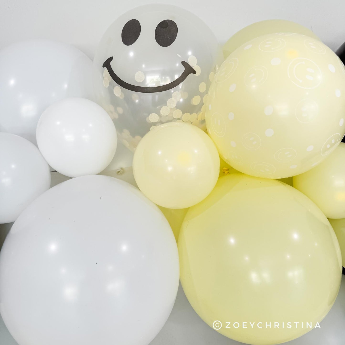Happy Dude Smiley Balloon Garland – Yellow, White & Black Party Balloon Kit
