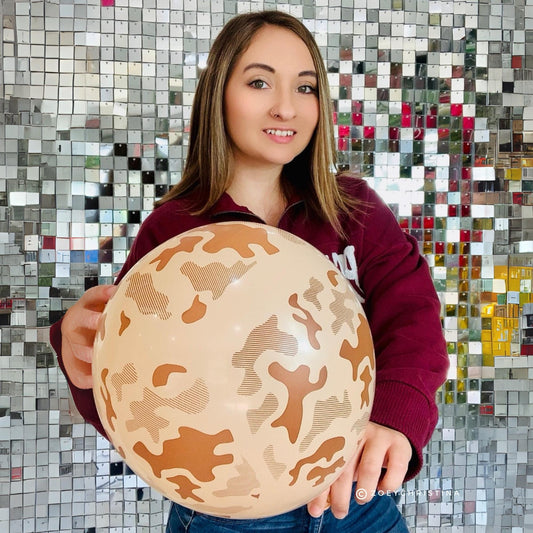 Cream & Brown Camouflage Balloon – Hunting & Outdoor Party Decor