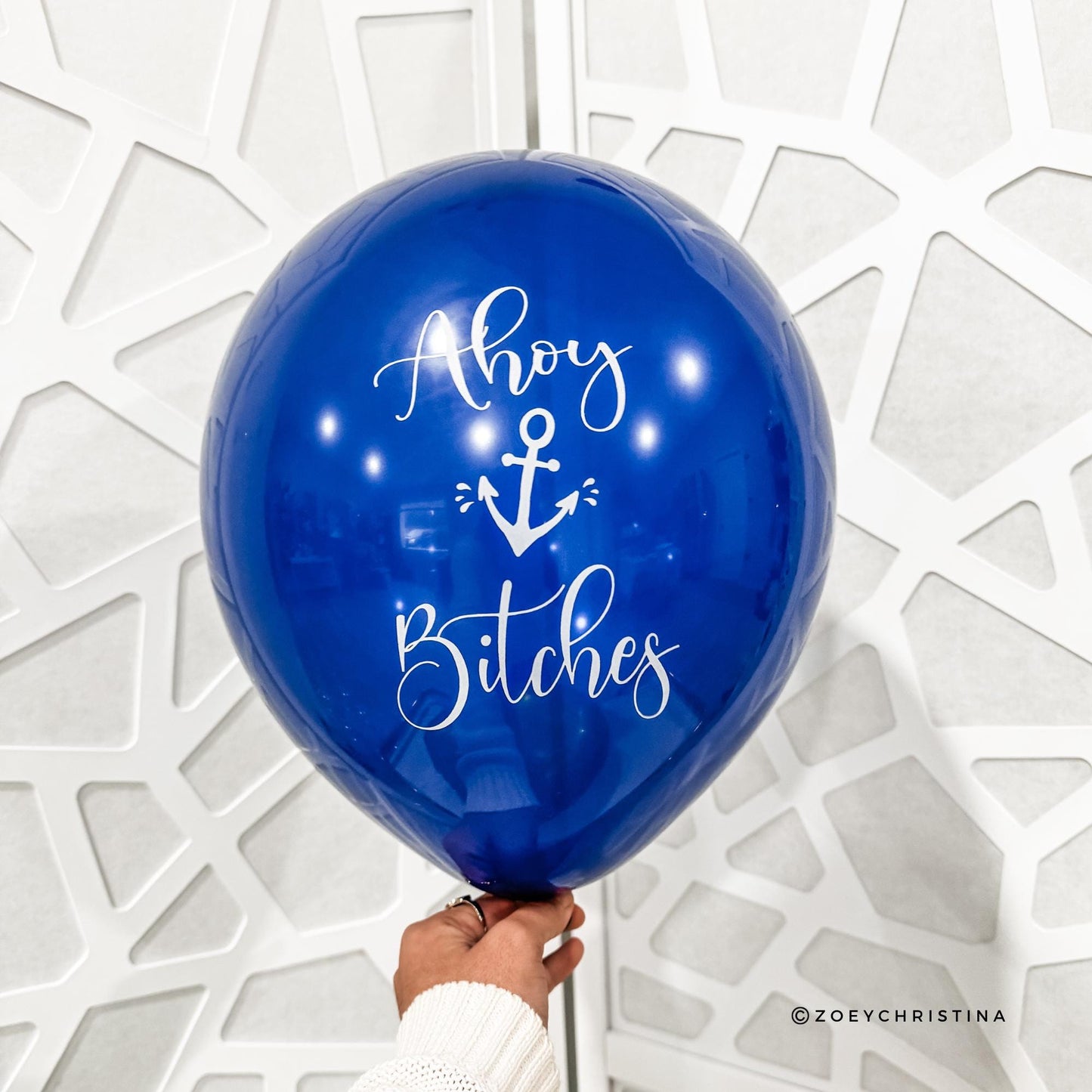 Ahoy Bitches Balloon – 12” Dark Blue Latex for Bachelorette & Boat Parties