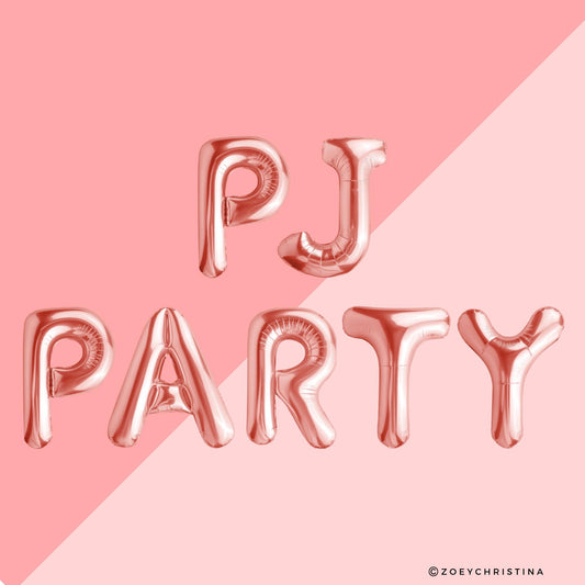 Women’s Sleepover Letter Balloons – 16” Air-Fill Spa & PJ Party Balloons