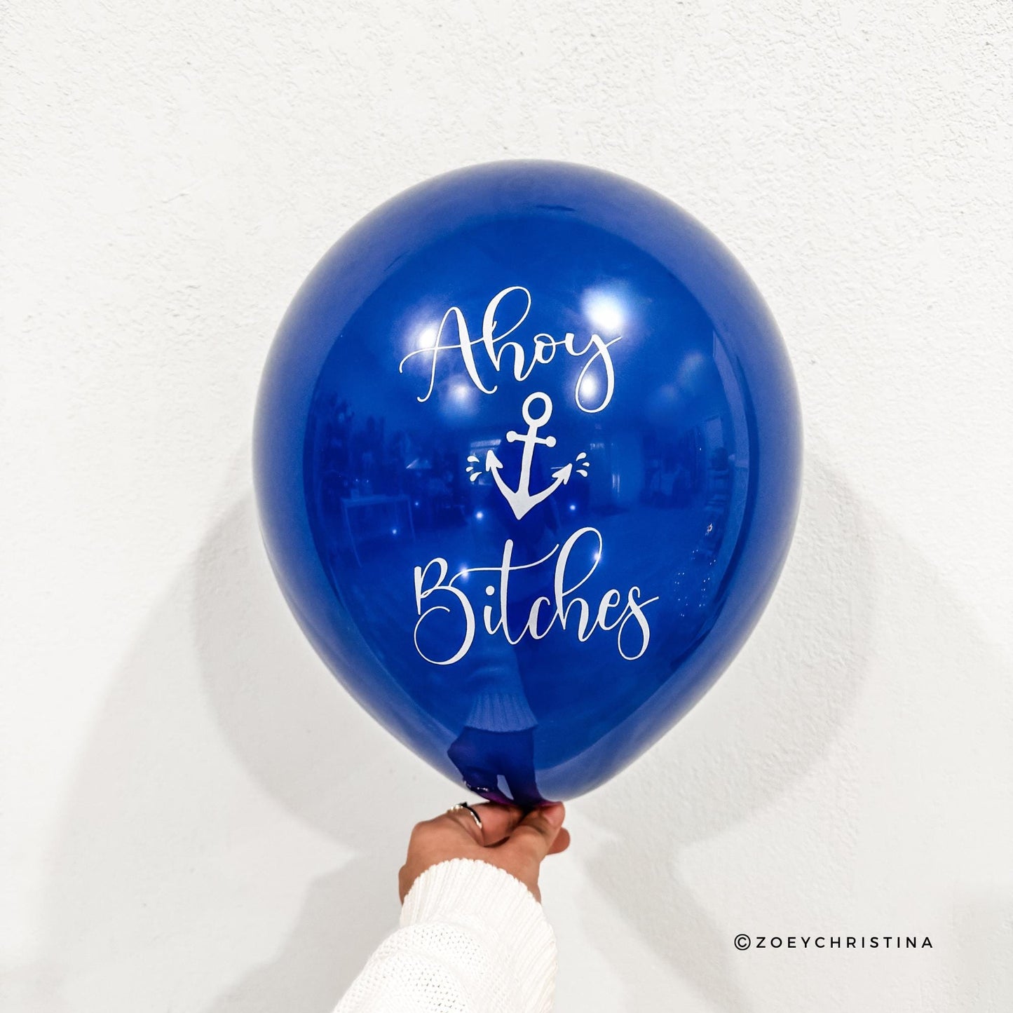 Ahoy Bitches Balloon – 12” Dark Blue Latex for Bachelorette & Boat Parties