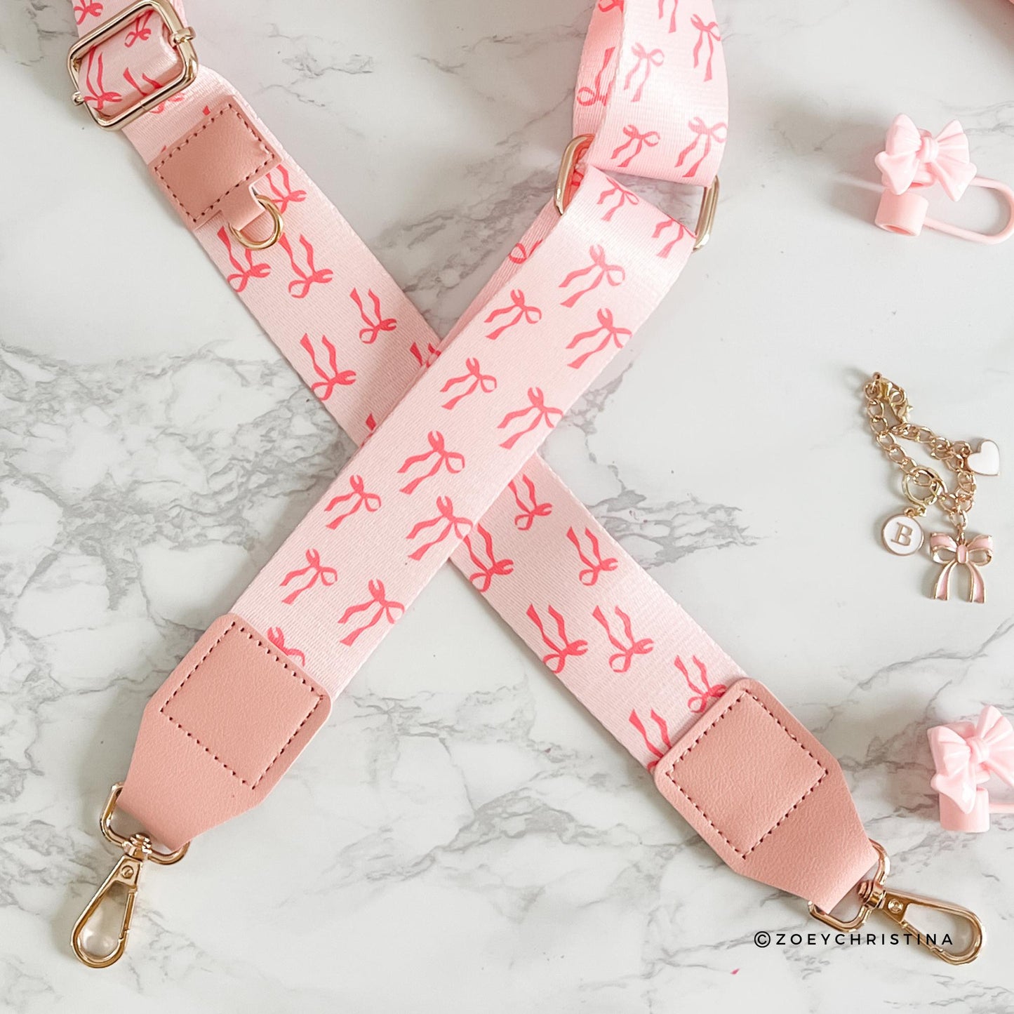 Pink Bow Bag Strap – Adjustable Interchangeable Purse & Tote Accessory