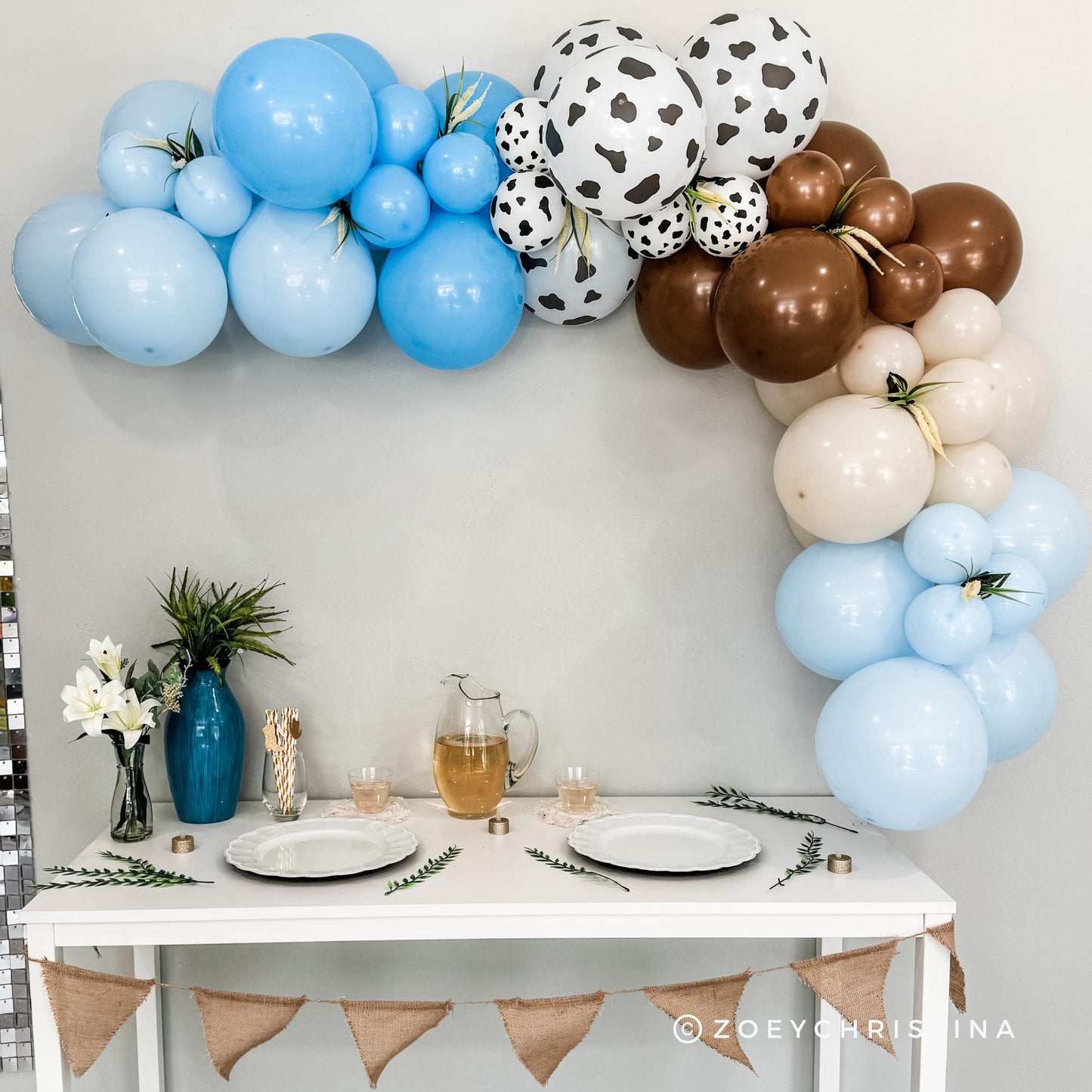 Little Cowboy Balloon Garland Kit – Western-Themed Brown & Blue Balloon Arch