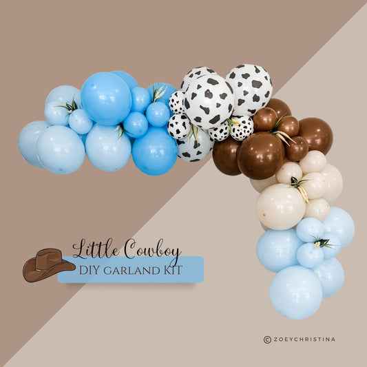 Little Cowboy Balloon Garland Kit – Western-Themed Brown & Blue Balloon Arch