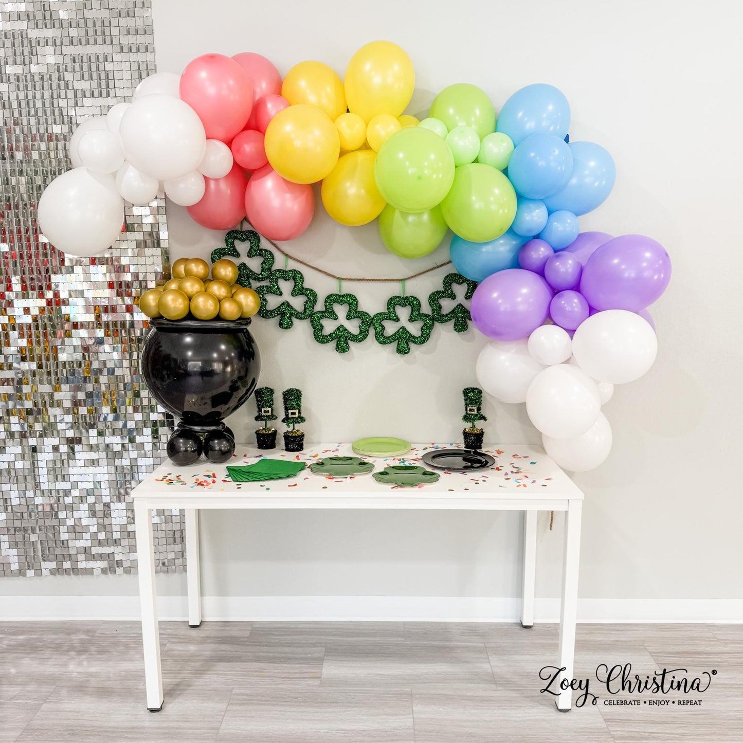 Pastel Rainbow Balloon Arch – 'End of the Rainbow' Garland for St. Patrick’s Day