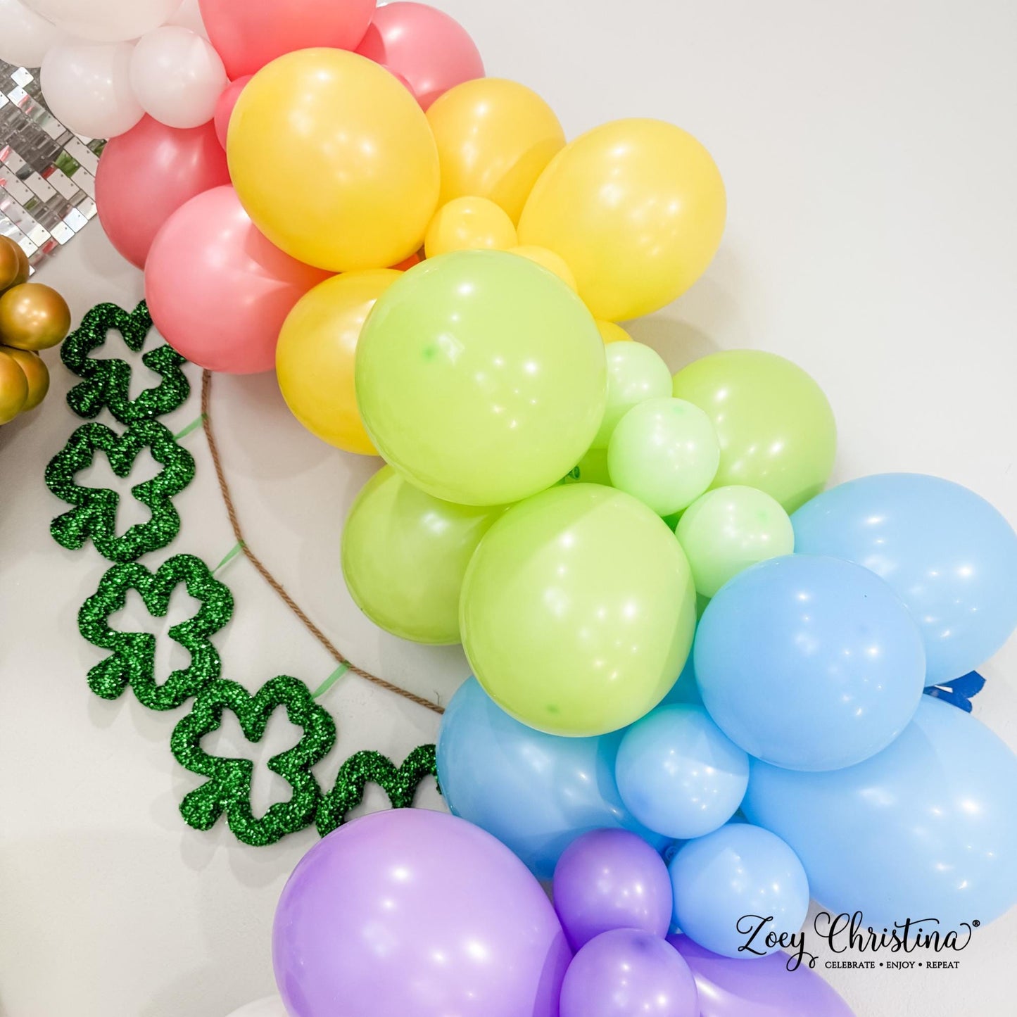 Pastel Rainbow Balloon Arch – 'End of the Rainbow' Garland for St. Patrick’s Day