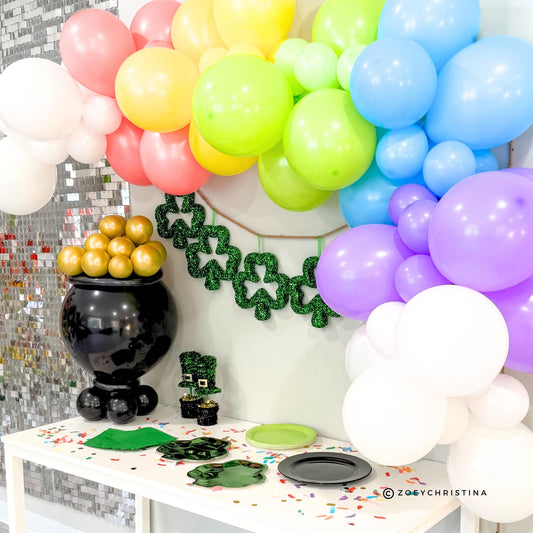 Pastel Rainbow Balloon Arch – 'End of the Rainbow' Garland for St. Patrick’s Day