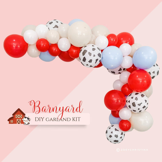 Barnyard Balloon Garland Kit – Farm-Themed Red, Blue & White Party Decor