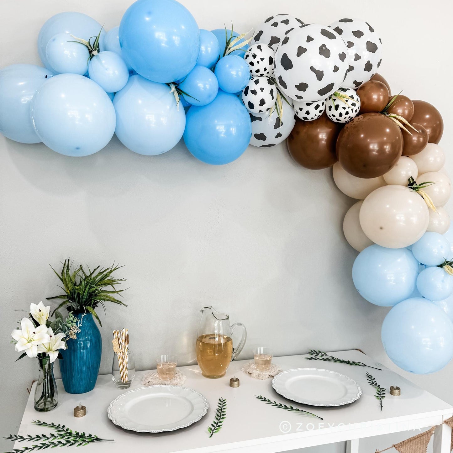 Little Cowboy Balloon Garland Kit – Western-Themed Brown & Blue Balloon Arch
