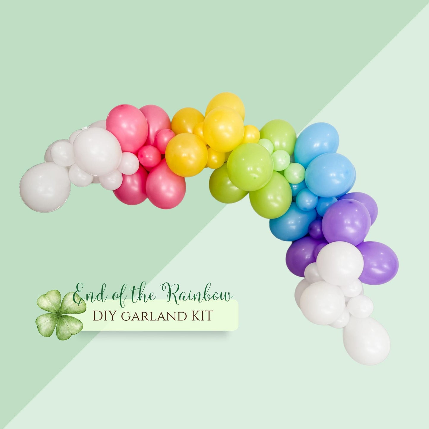 Pastel Rainbow Balloon Arch – 'End of the Rainbow' Garland for St. Patrick’s Day