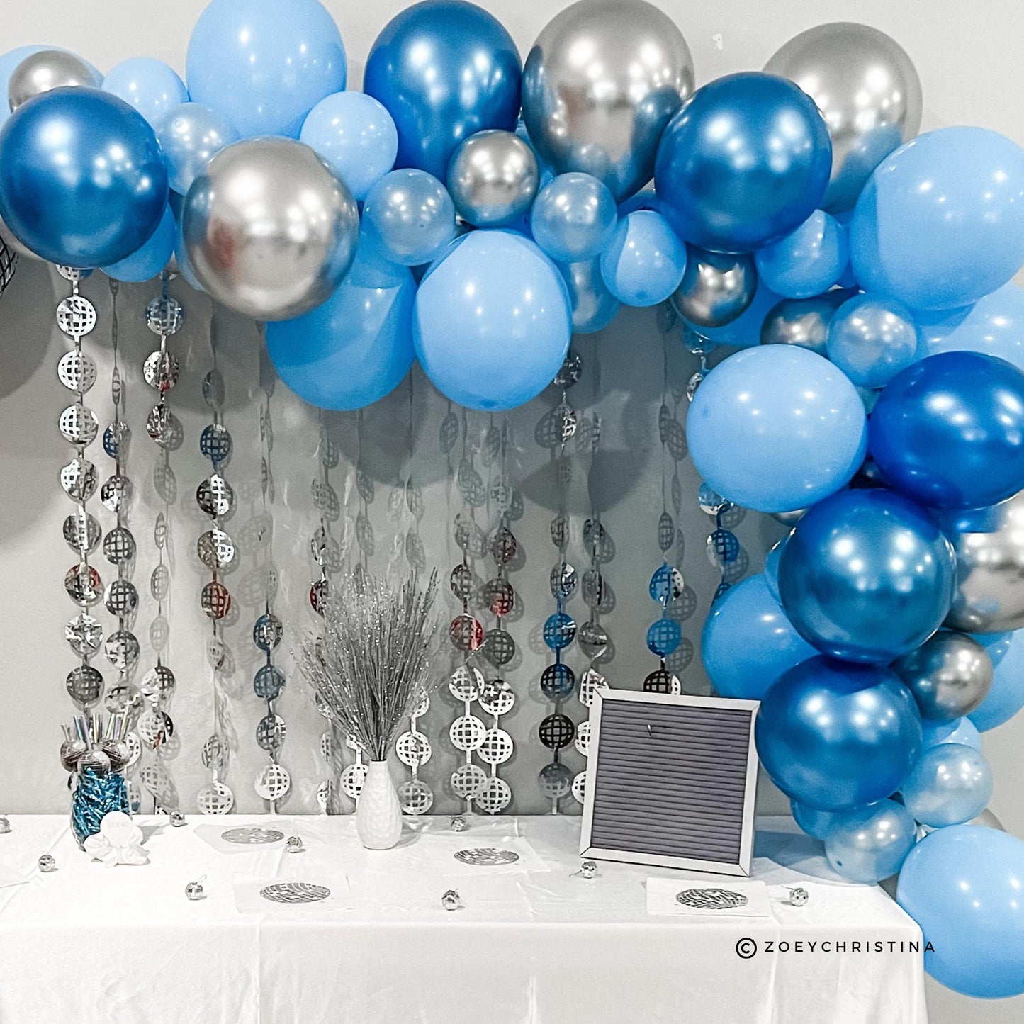 Last toast on the slopes theme - Blue Decor for Boy Baby Showers, Blue Themed Bachelorette Parties, Gender Reveal, Ice Snow and Celebrations
