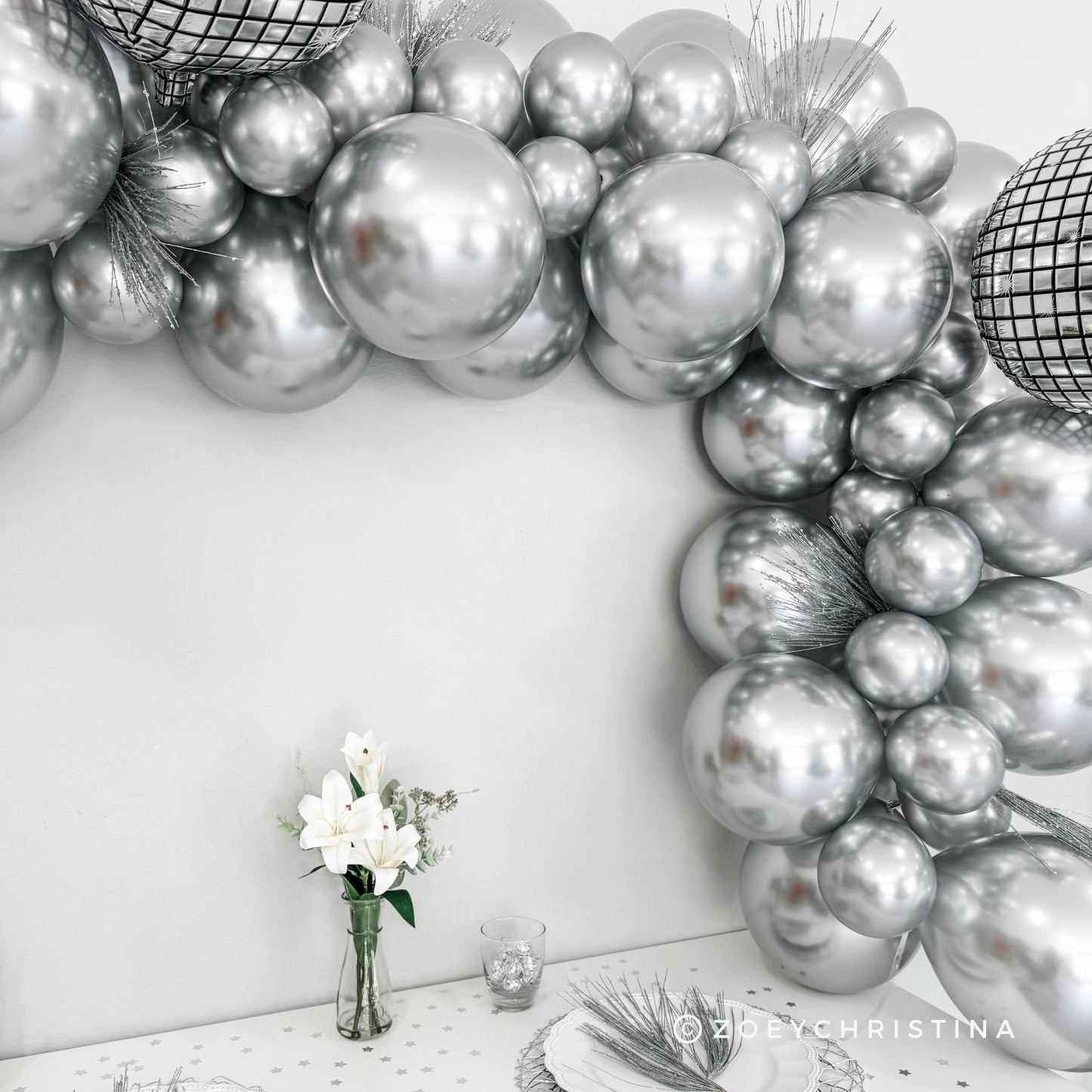 Last Disco Bachelorette Balloon Garland Silver Mirror Disco Bachelorette Balloon Arch Bachelorette Party Space Cowgirl Disco Ball Arch