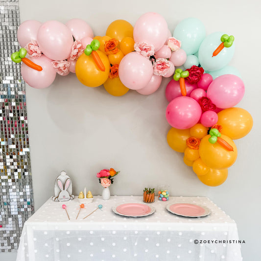 Spring-Themed Balloon Garland – Pink, Blue & Orange Easter Decor