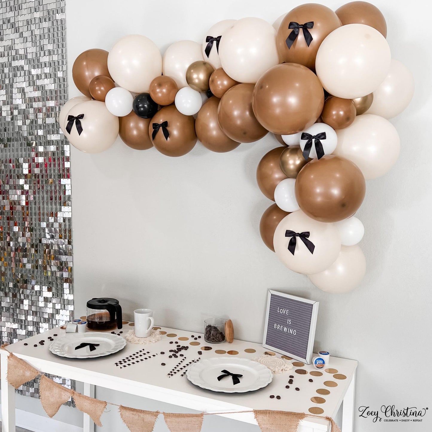 Love is Brewing Bridal Shower Decor – Love is Brewing Bachelorette Theme - Neutral Brown & Cream Party Decor