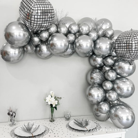 Last Disco Bachelorette Balloon Garland Silver Mirror Disco Bachelorette Balloon Arch Bachelorette Party Space Cowgirl Disco Ball Arch