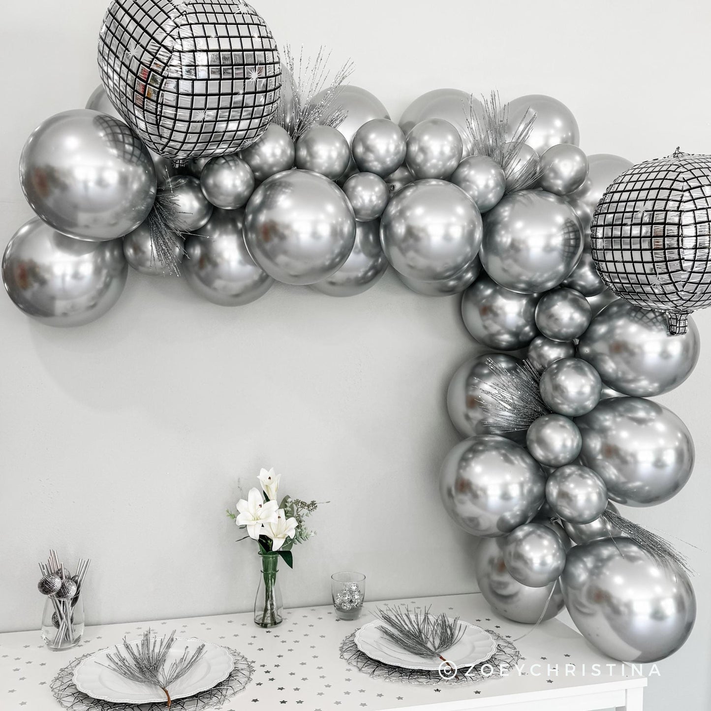 Last Disco Bachelorette Balloon Garland Silver Mirror Disco Bachelorette Balloon Arch Bachelorette Party Space Cowgirl Disco Ball Arch