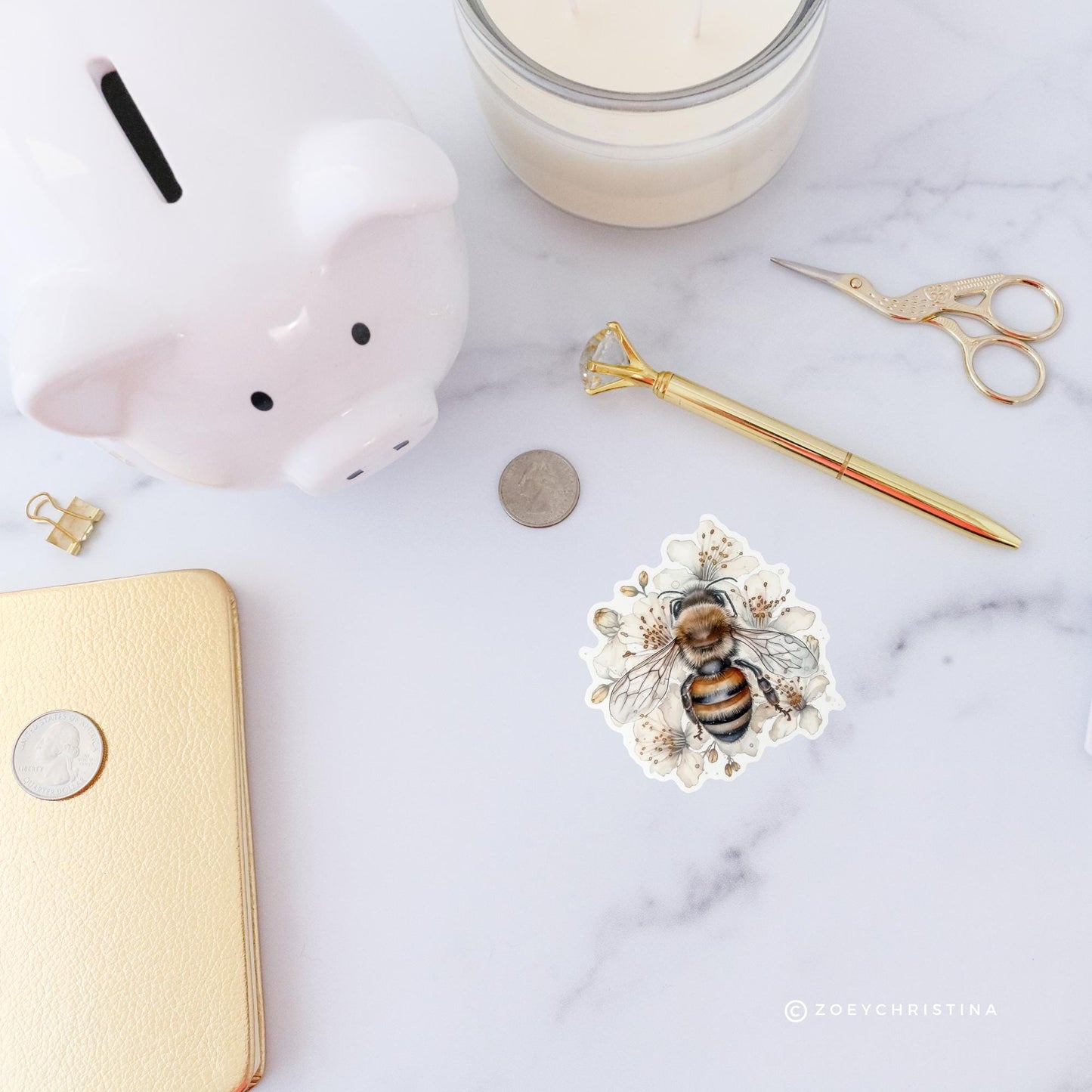 Bee Floral Vinyl Sticker β Bee Stickers for goodie bags - Bee collection Gifts - Bumblebee Waterproof & Durable - Cottagecore laptop sticker