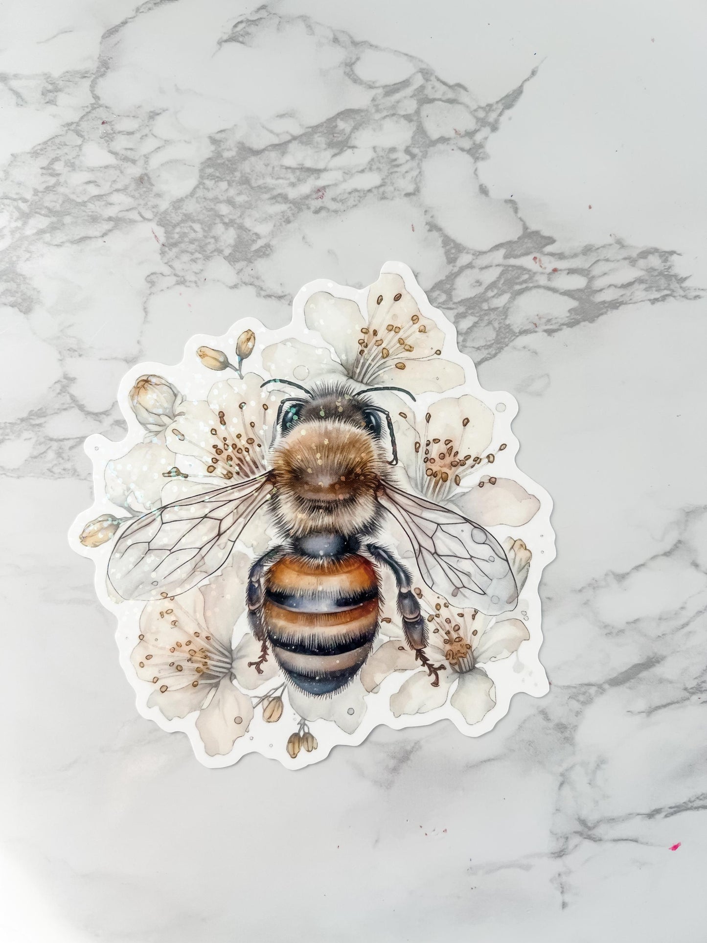 Bee Floral Vinyl Sticker β Bee Stickers for goodie bags - Bee collection Gifts - Bumblebee Waterproof & Durable - Cottagecore laptop sticker
