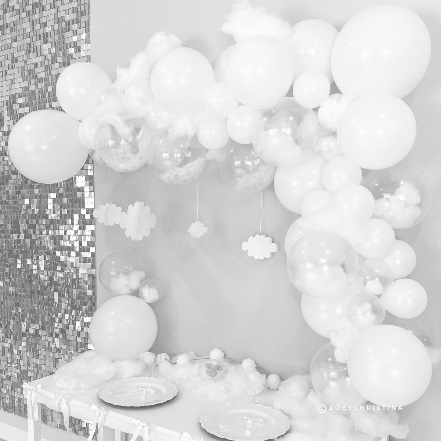 Cloud themed balloon garland kit, In the clouds bridal shower or birthday party decor