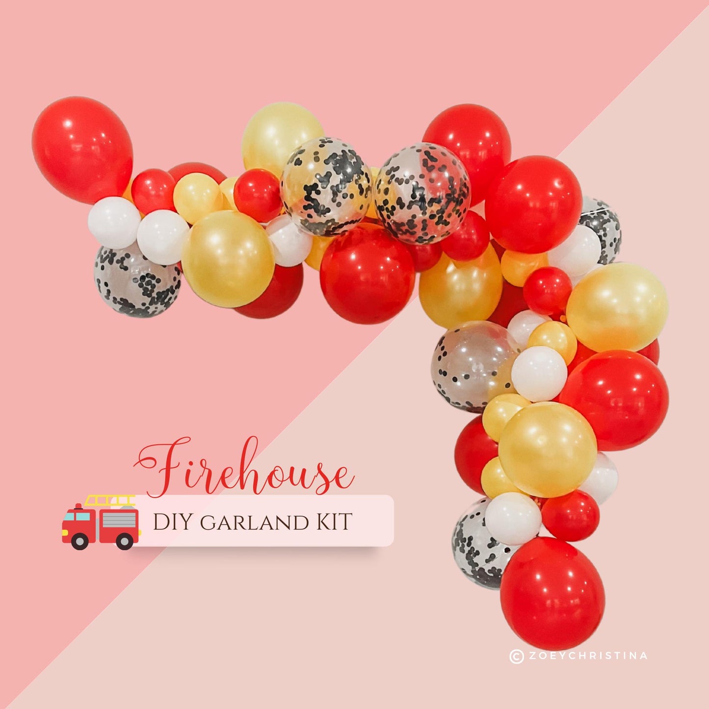 Fire Truck Birthday Party Decorations, Firehouse and Firefighter themed party decor, fireman and firetruck Fire Engine, Balloon Garland