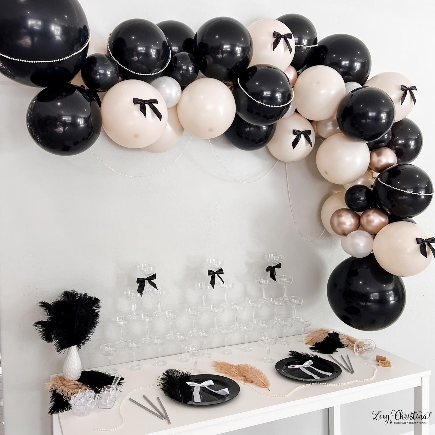 Roaring 20’s Balloon Garland Kit – Black, Gold & Glam | Great Gatsby Party Decor for Birthdays, NYE, Bridal Showers and More