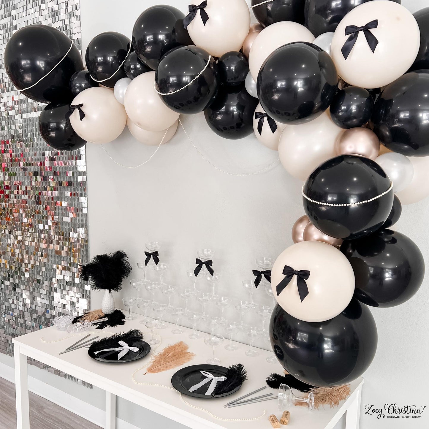 Roaring 20’s Balloon Garland Kit – Black, Gold & Glam | Great Gatsby Party Decor for Birthdays, NYE, Bridal Showers and More