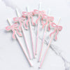 Cherry Pink Bow Paper Straws – Party Straw Drink Stirrers Cherry on top | Girly Birthday, Bachelorette and Sweet Theme Decor