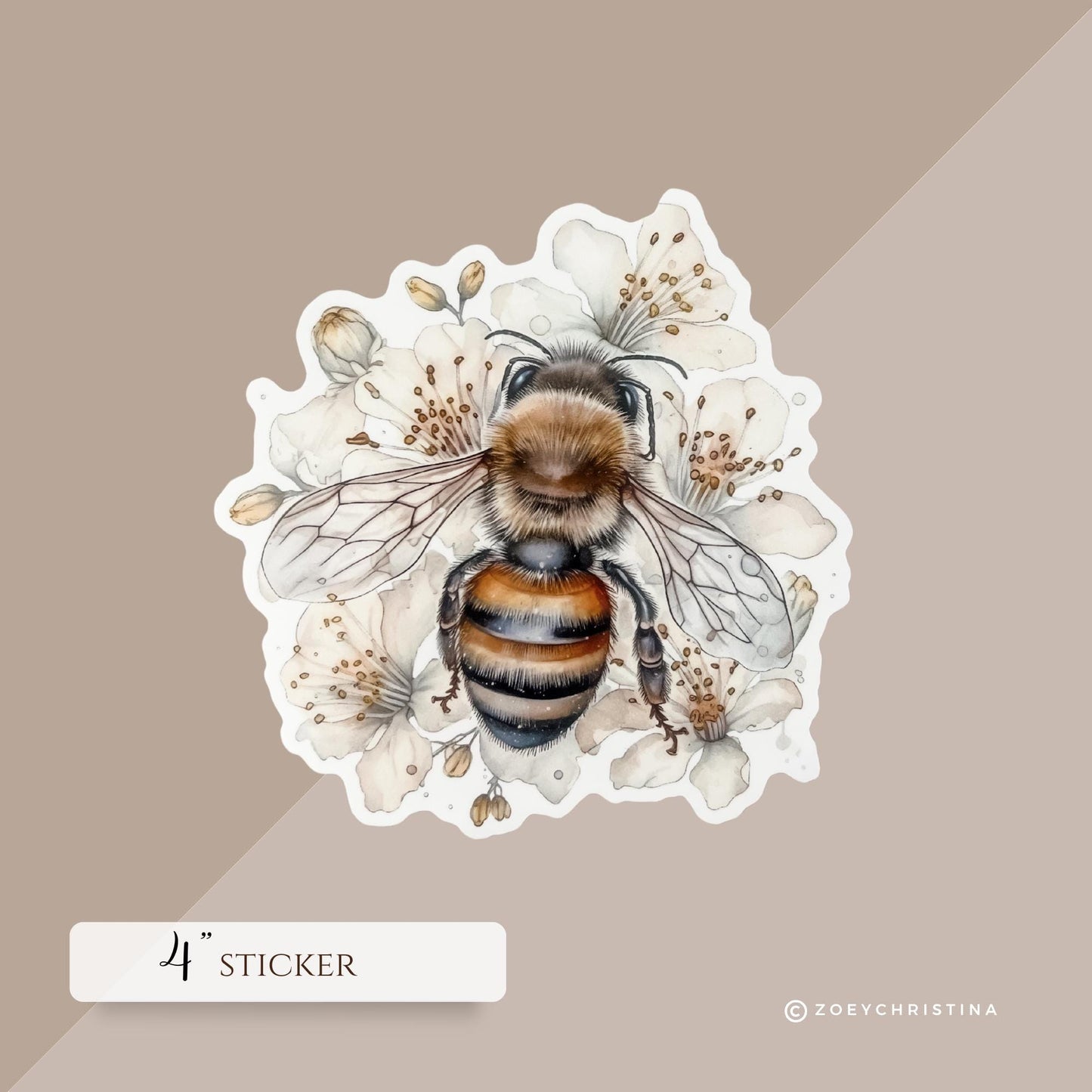 Bee Floral Vinyl Sticker β Bee Stickers for goodie bags - Bee collection Gifts - Bumblebee Waterproof & Durable - Cottagecore laptop sticker