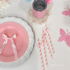 Pink Bow Party Paper Straws Stirrers – Ballet Girly Birthday Decorations, Bachelorette and Sweet Theme Decor