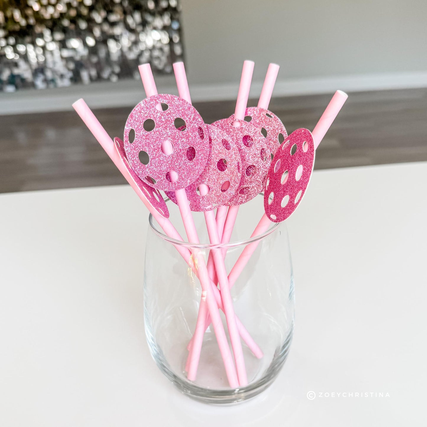 Pickleball Paper decorations Drinking Straws – Pickle ball team Paddle Ball Drink Stirrers | Sports Sporty Girly Birthday party decor
