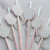 Pickleball Paper decorations Drinking Straws – Pickle ball team Paddle Ball Drink Stirrers | Sports Sporty Girly Birthday party decor