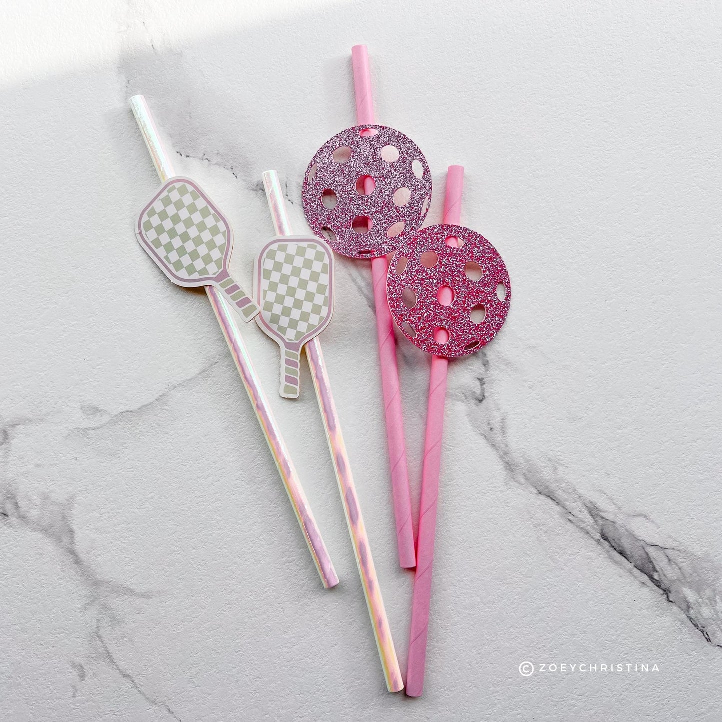 Pickleball Paper decorations Drinking Straws – Pickle ball team Paddle Ball Drink Stirrers | Sports Sporty Girly Birthday party decor