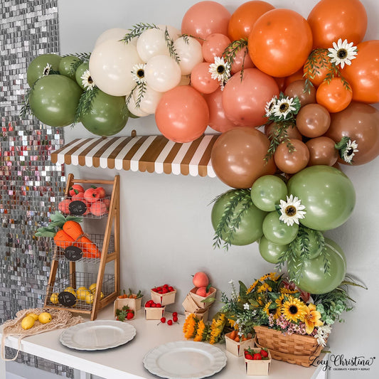 Farmer’s Market Balloon Garland Kit - Farmers Market Bridal shower Decor - Farmers Market Baby Shower Party theme ideas - Vegetable theme