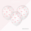 Pink Bow Birthday Party Latex Balloons - Clear with Pink Balloon with Bows - Trendy Pink Bow Inspired Party Decor for Birthdays, Baby Shower
