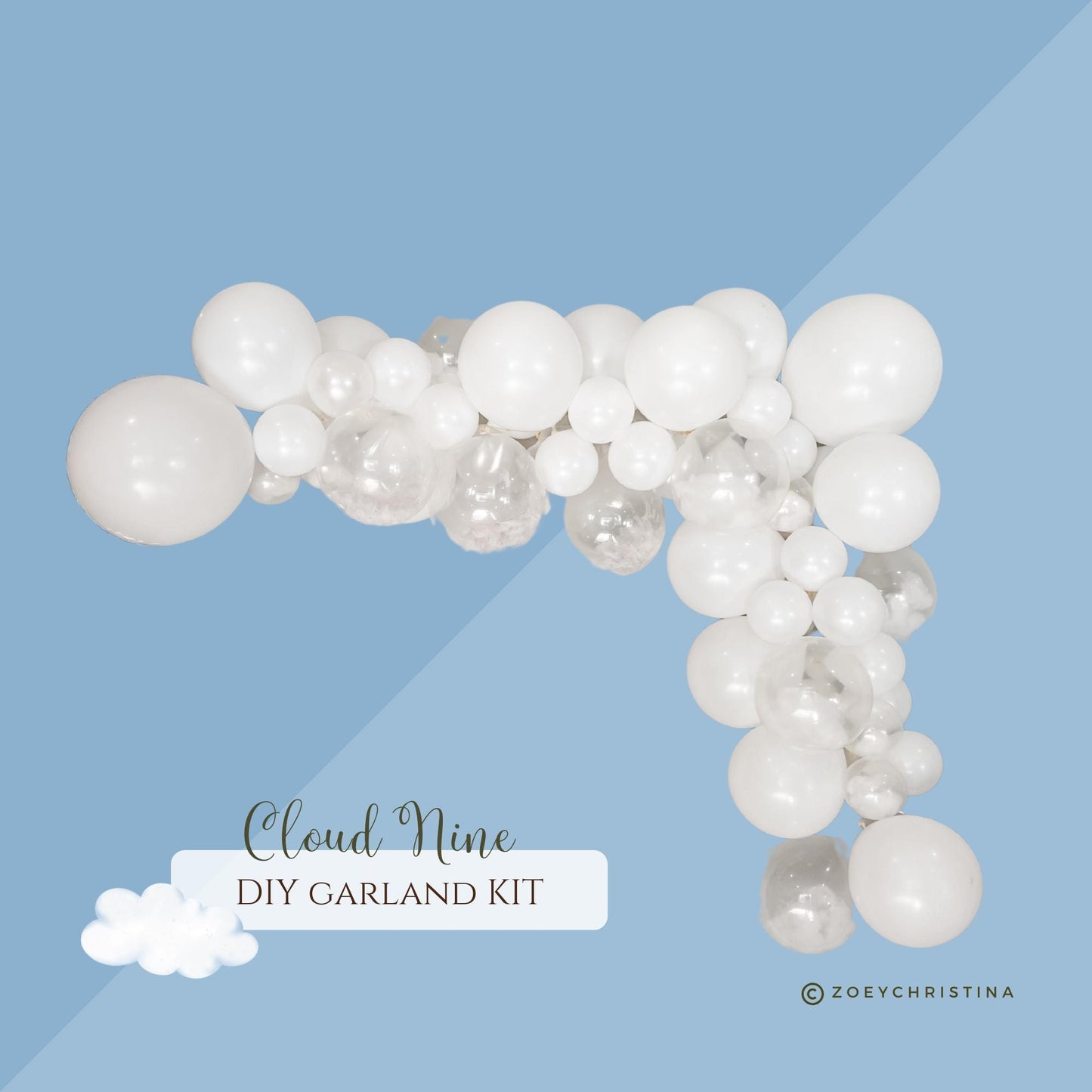 Cloud themed balloon garland kit, In the clouds bridal shower or birthday party decor
