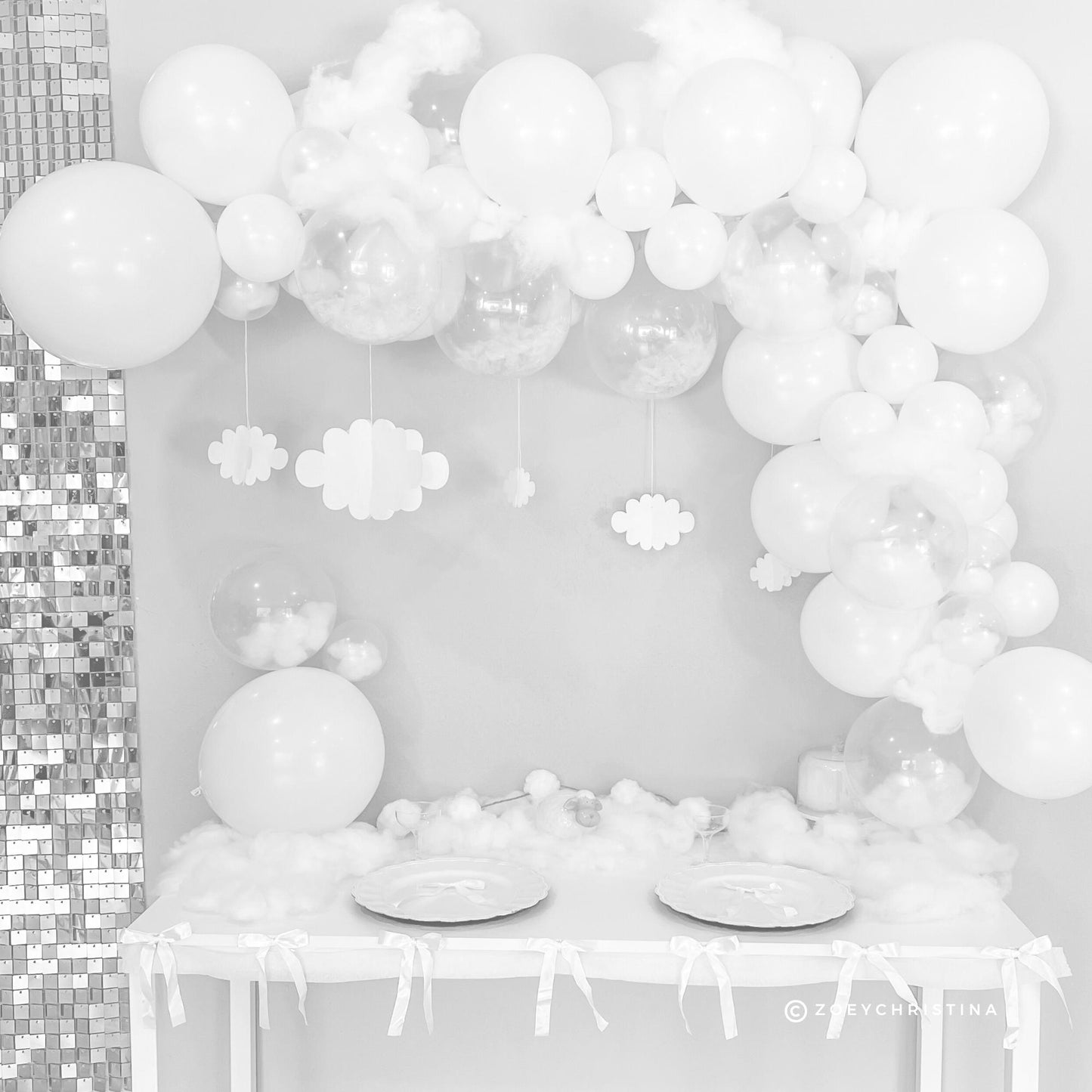 Cloud themed balloon garland kit, In the clouds bridal shower or birthday party decor
