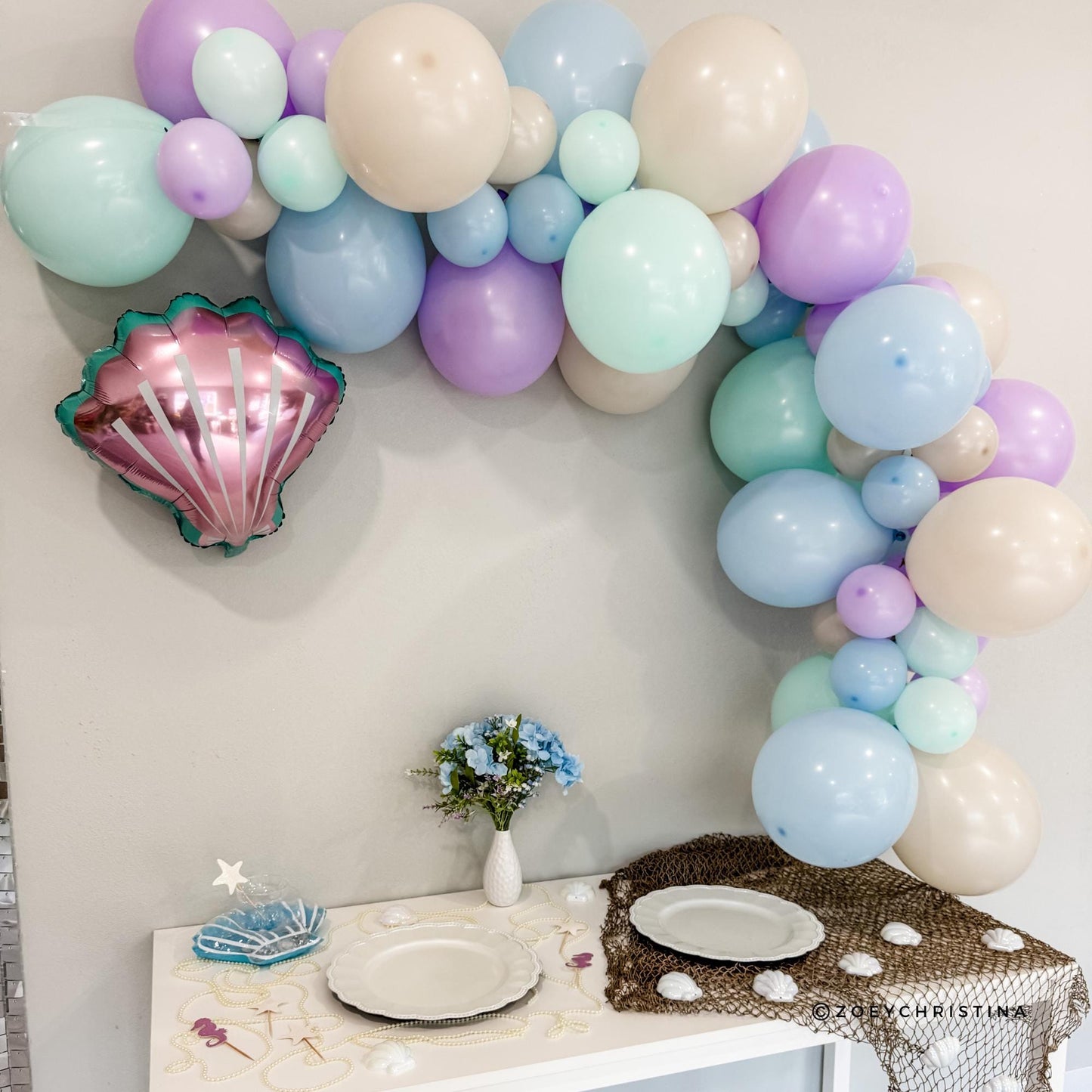 Seashells and wedding bells bachelorette party balloon banner - Bridal Shower themed decorations - Beach wedding theme - Coastal engagement
