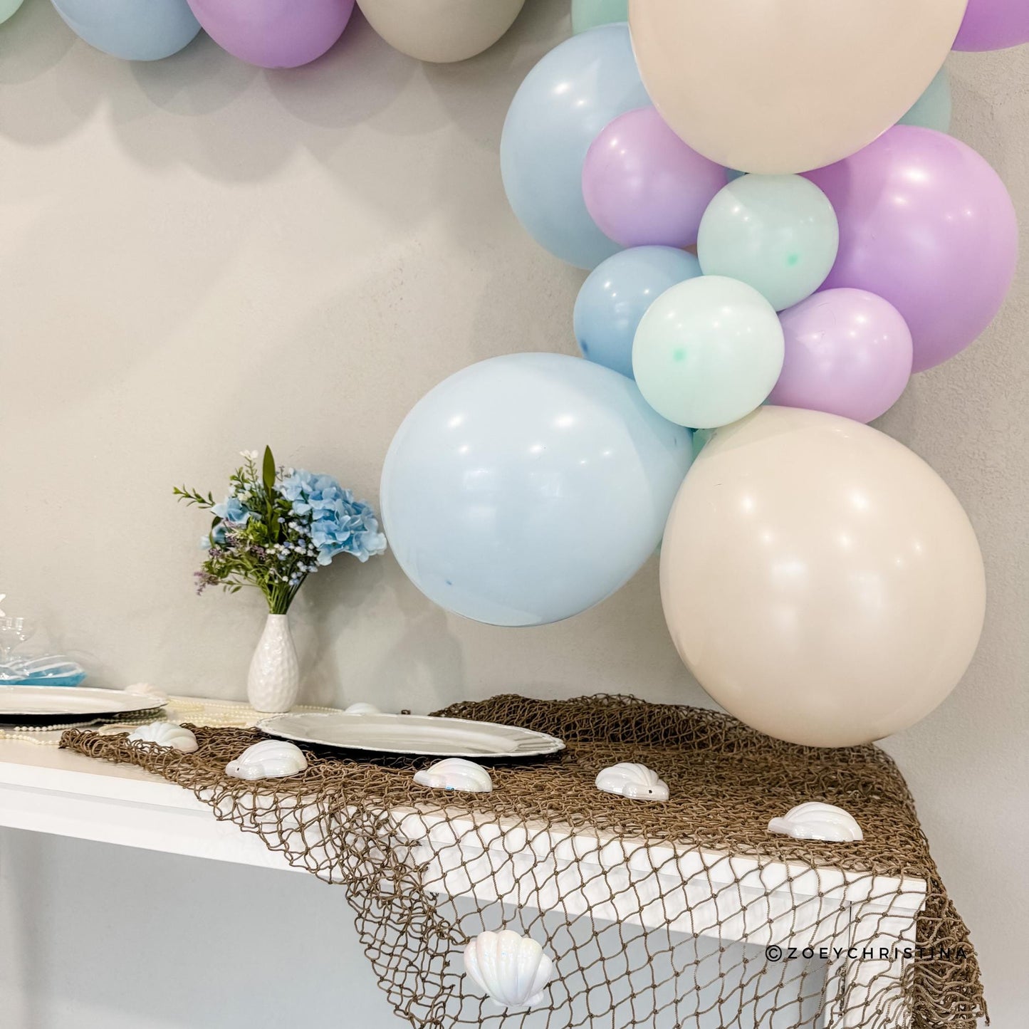 Seashells and wedding bells bachelorette party balloon banner - Bridal Shower themed decorations - Beach wedding theme - Coastal engagement