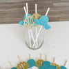 Seashells and Wedding Bells, Coastal Glam Paper Straws, Seashells & Blue Glitter Sun Hats | Beach Bridal Shower and Summer Party Decor