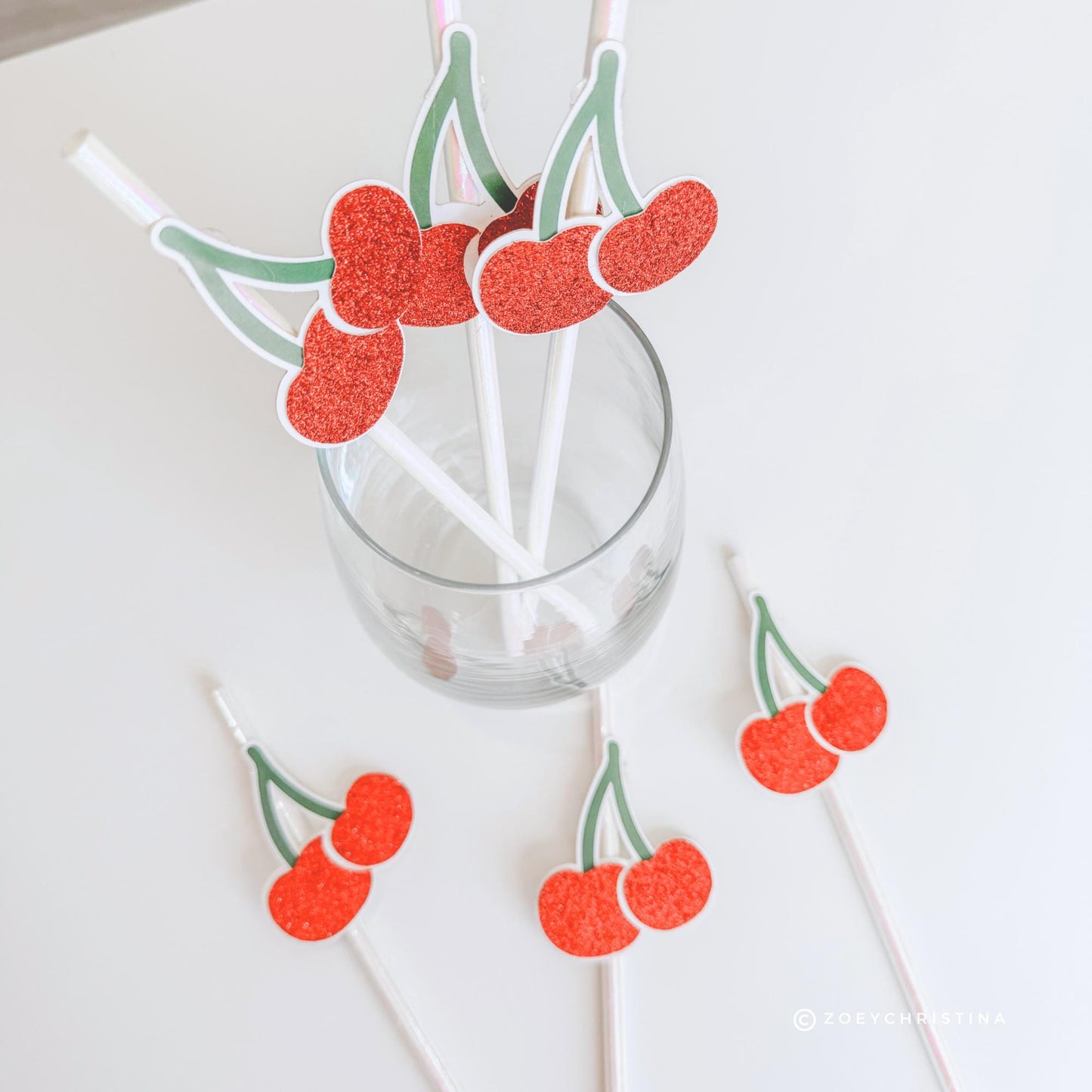 Cherry Pink Bow Paper Straws – Party Straw Drink Stirrers Cherry on top | Girly Birthday, Bachelorette and Sweet Theme Decor