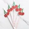 Cherry Pink Bow Paper Straws – Party Straw Drink Stirrers Cherry on top | Girly Birthday, Bachelorette and Sweet Theme Decor