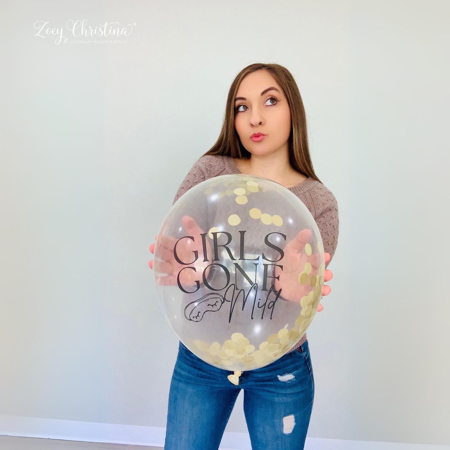 Girls Gone Mild Balloon Decor – 12" Latex Balloons in Gold Chrome or Confetti – Bachelorette, Slumber Party & Girls Night Decorations