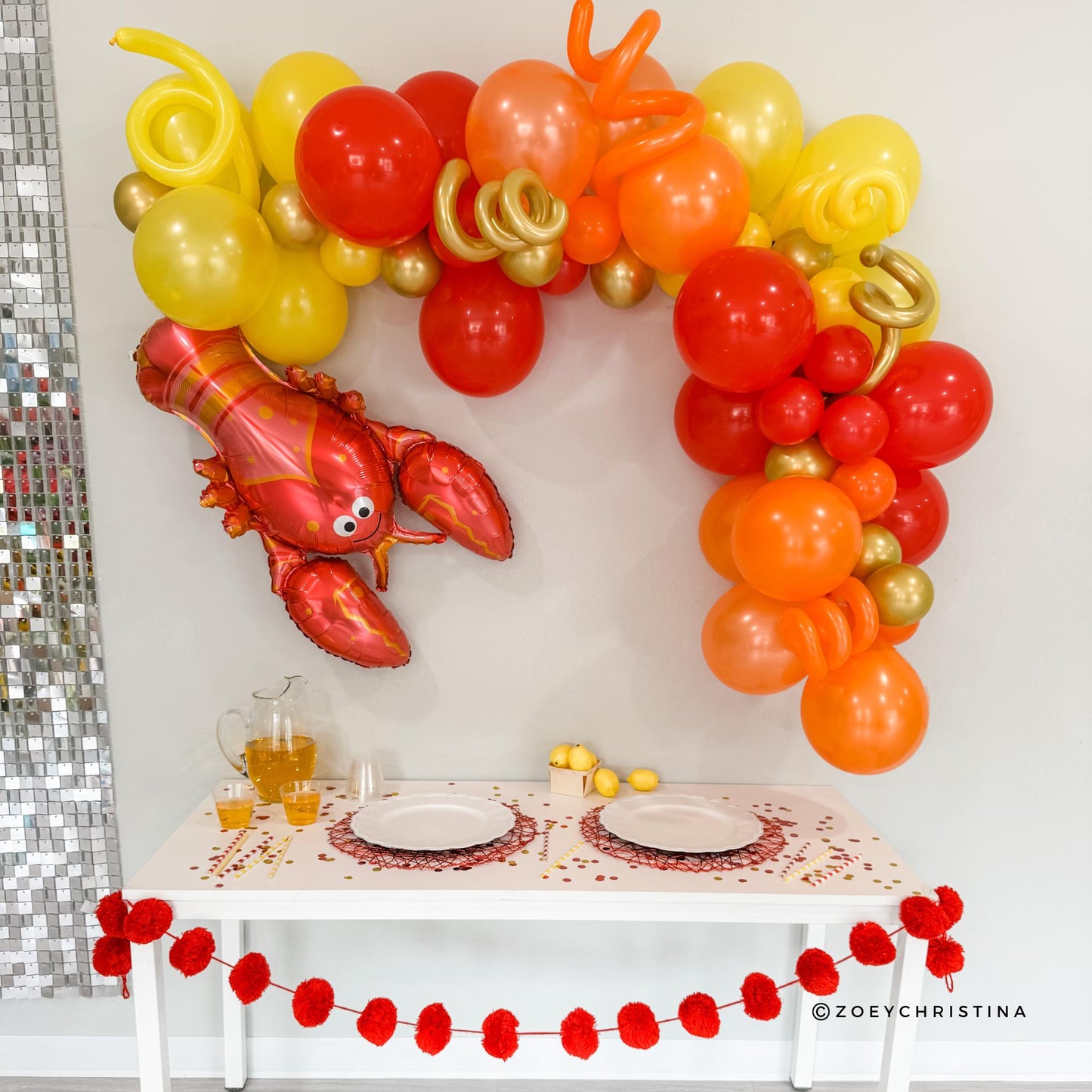 Lobster crawfish boil Themed Balloon Garland Kit, Summer BBQ seafood decor, Birthday Balloon supplies diy party Accessories decorations