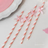 Pink Bow Party Paper Straws Stirrers – Ballet Girly Birthday Decorations, Bachelorette and Sweet Theme Decor